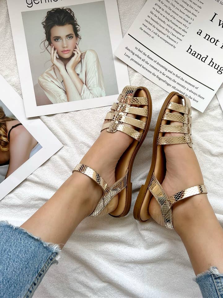 Christina Christi - Vente Sandales – femme - Chaussures d'été pour femmes, sandales en cuir, sandales à bout fermé4