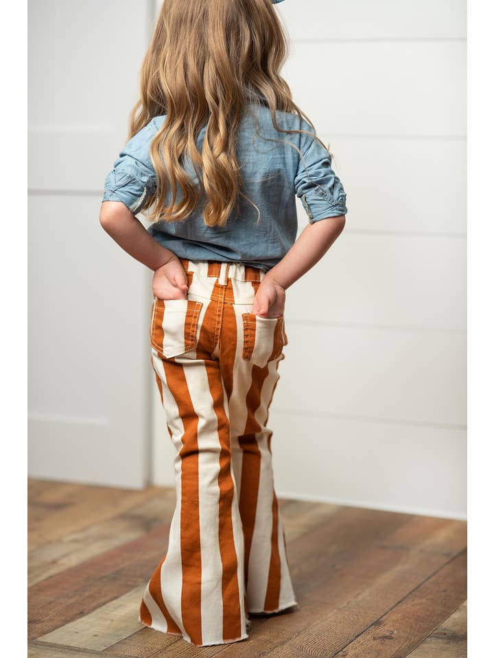 Oopsie Daisy - Wholesale Jeans - Kids - Kids Mustard Stripe Flare Denim Jeans