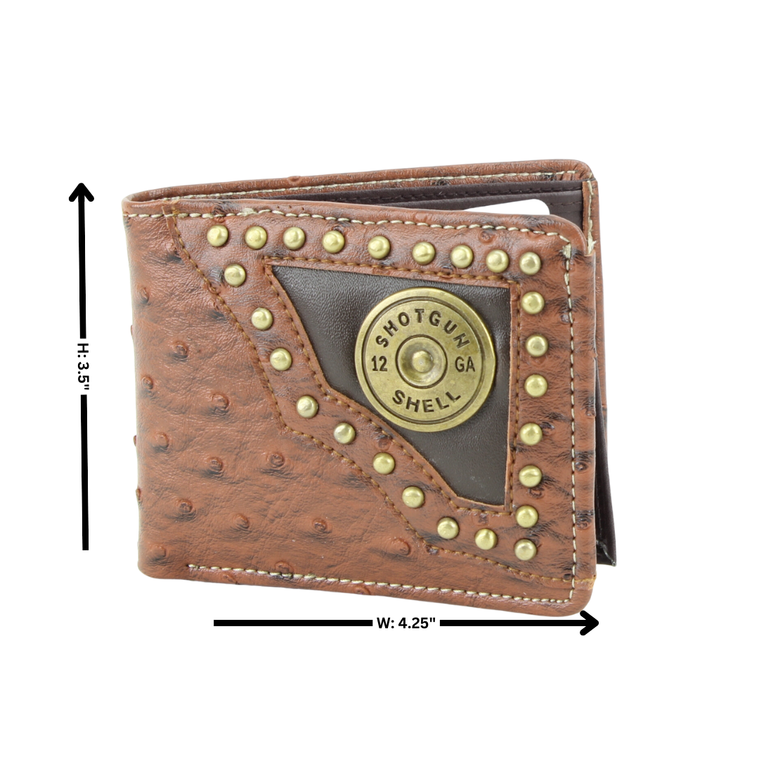 Leather Impressions Inc – wholesale Wallet - Men’s – American Bison Vegan Concho Bifold w Shotgun Shell Medallion3