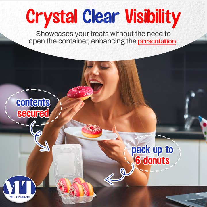 MT Products - Wholesale Food Storage Container - MT Products Clear Donut Plastic Containers2