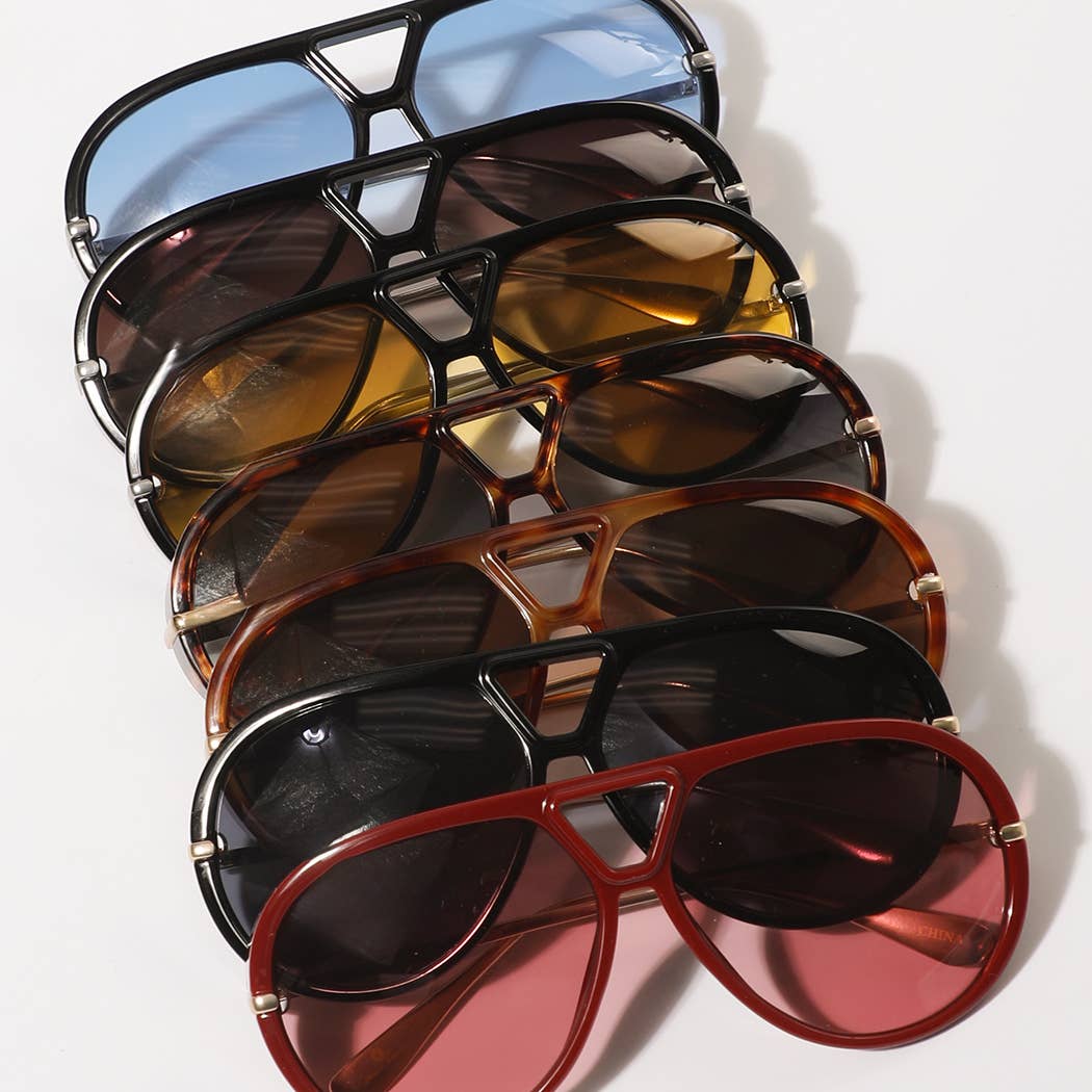  ASSORTED COLOR Tinted Lenses Retro Aviator Sunglasses for wholesale on Faire3