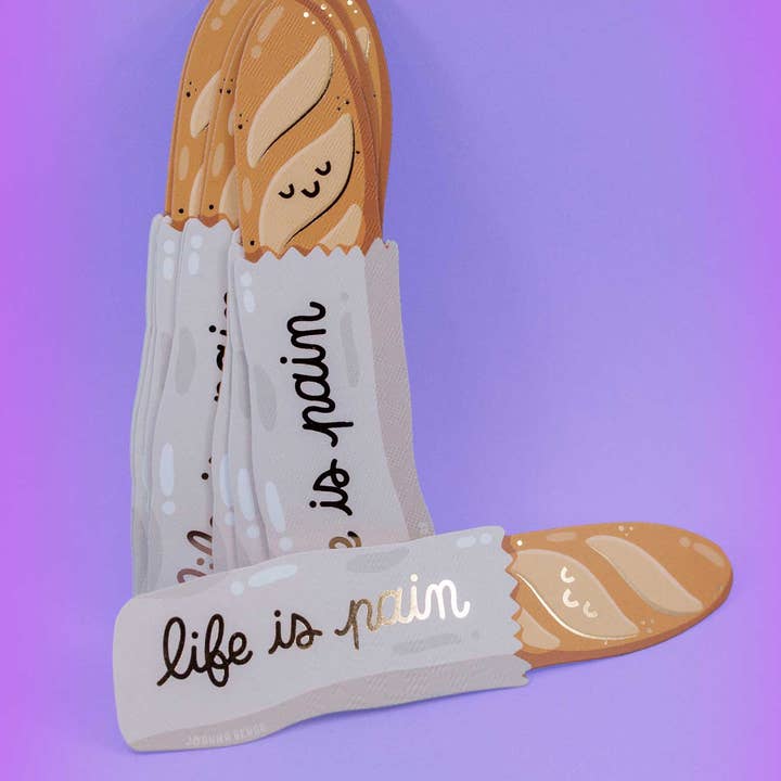 Joanna Behar - Wholesale Bookmark - "Life is Pain" baguette gold foil Bookmark2