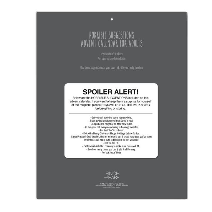 FINCH and HARE - Wholesale Advent Calendar - Funny Adult 12 Days of Christmas Horrible Suggestions1