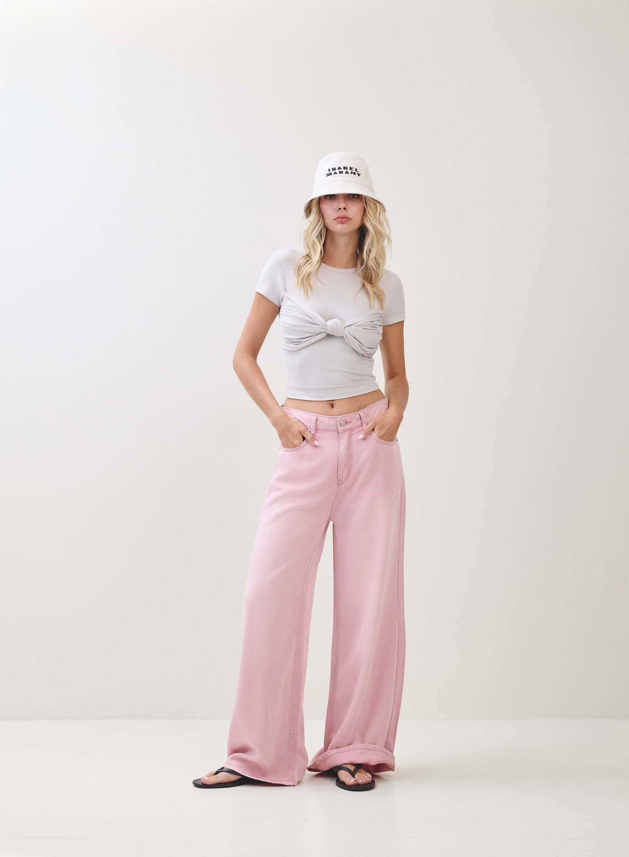 Lyserød TENCEL BUKSER S80598 for engroshandel på Faire