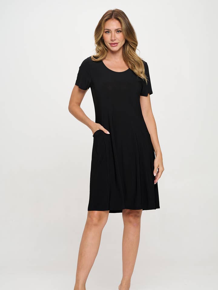 Black HIT Princess Line Dress with Pockets-7094HT-SRS1-K for wholesale on Faire0