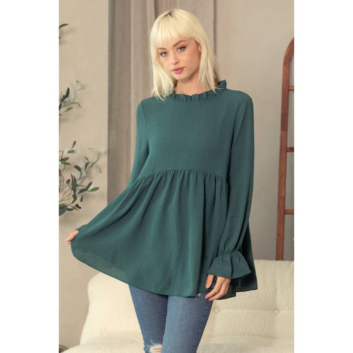 Fallin Love Milano Slub Solid Babydollblus för wholesale av salt & bit