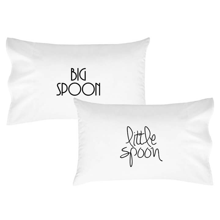 Big Spoon, Little Spoon Pillow Cases (Mixed Font) for wholesale by Oh, Susannah