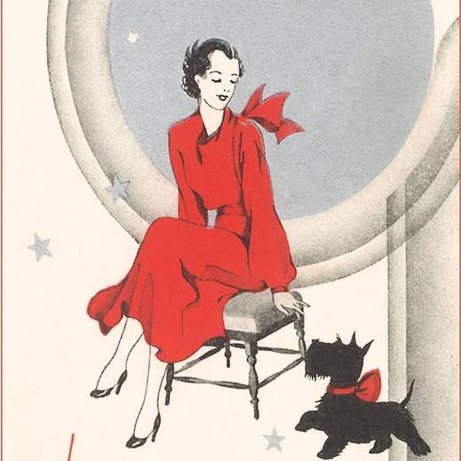 Art Print MC-468 Fashionable Woman with Scottie Dog for wholesale by Found Image Press