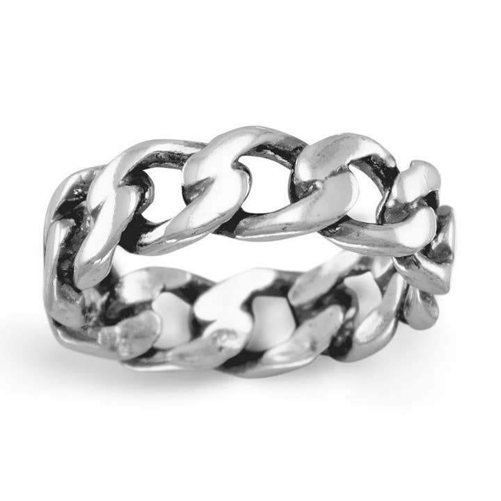 Oxidized Curb Chain Ring for wholesale by Silver Stars Collection