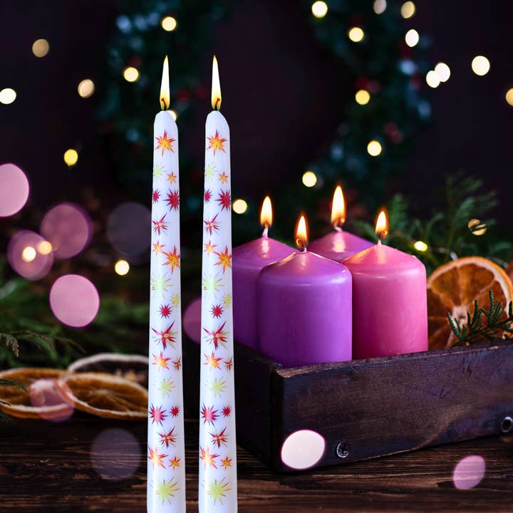 Designs by Michaela - Wholesale Tapered Candle/Candlestick - Advent Candle, Christmas Taper Candles, Religious Decor