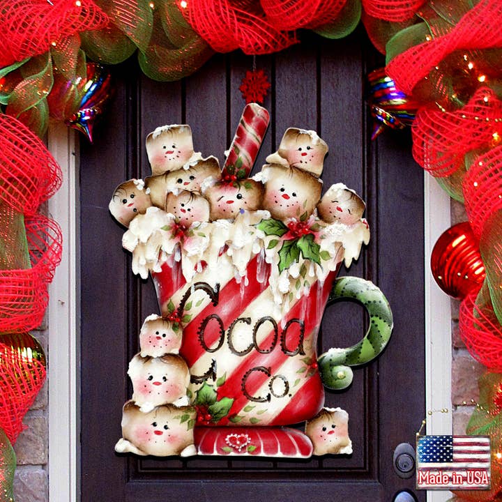 Marshmallow Cocoa Company Wood Door Hanger Jamie Mill-Price for wholesale by Designocracy