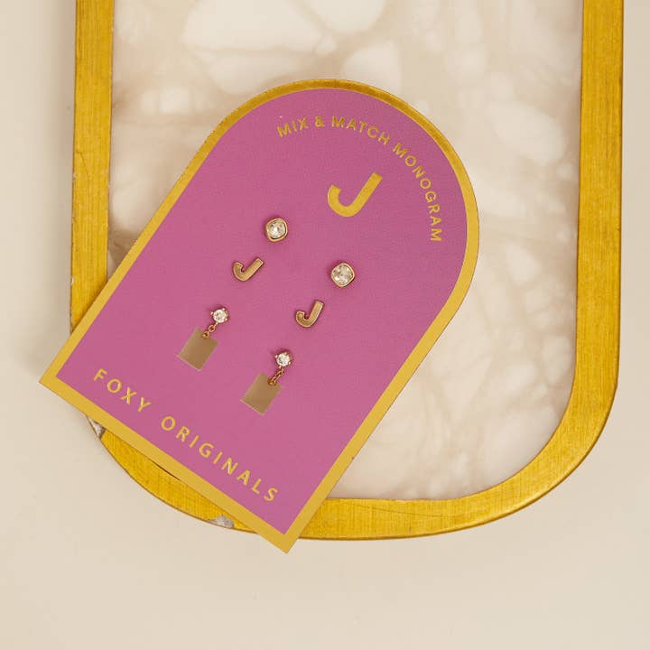 Foxy Originals - Wholesale Jewelry Set - Monogram Collection | Alphabet Mix & Match Earrings Pack30