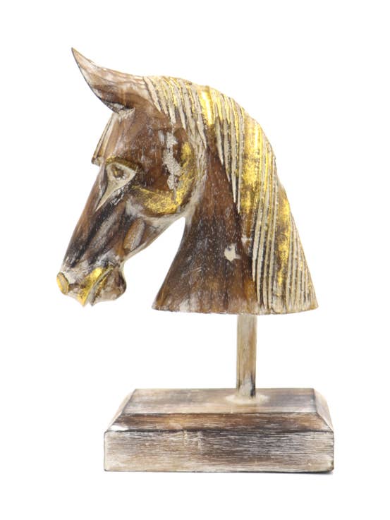 Soporte de madera - Cabeza de caballo para venta al por mayor de Cantiq Living