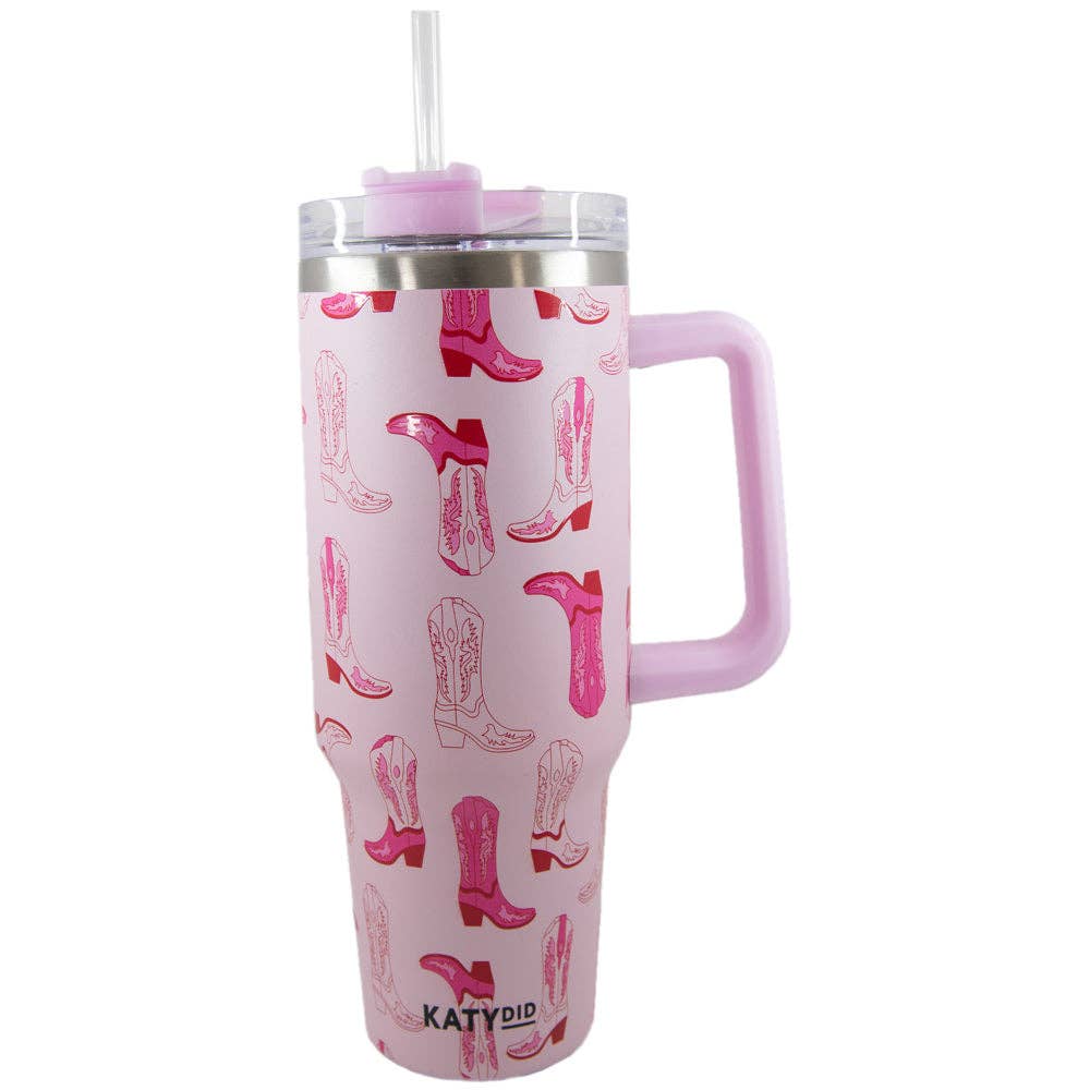 Light Pink Western Boots Tumbler Cup w/ Handle for wholesale on Faire1