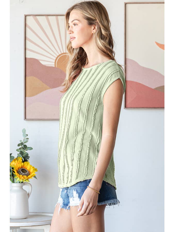 7th Ray - Vendita all'ingrosso Camicetta - Donna - Blusa a maniche corte con texture a righe leggere T59489