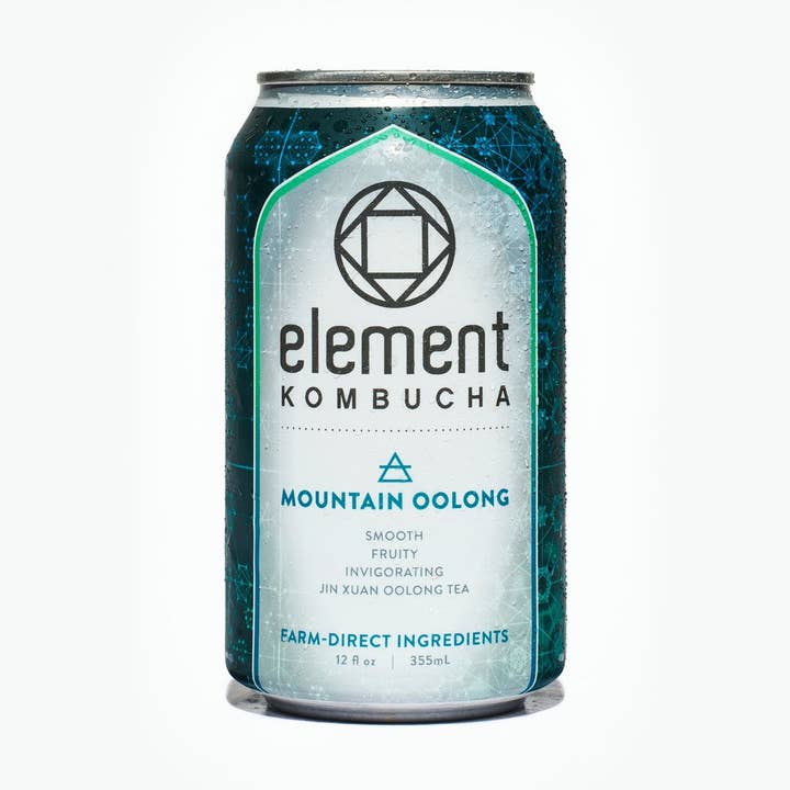 MOUNTAIN OOLONG KOMBUCHA - 6 pack of 12oz cans for wholesale by Element Kombucha