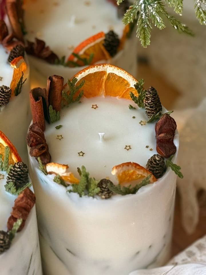 Christmas botanical candles | | Rustic Holiday Decor for wholesale by VR.candle