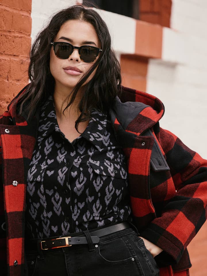 Maine Stretch Flannel Shirt - Ikat Arrow Print for wholesale by Universal Standard