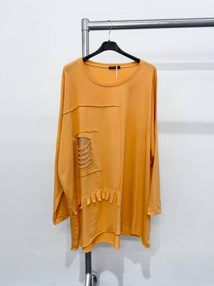 Lucy Sparks - Wholesale Tunic - Women's - Pure stretchy cotton plus size raw edged top with distressed11