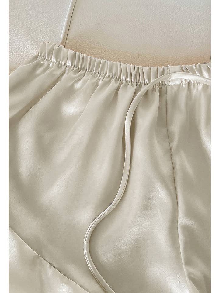 Anna Kaci Wholesale - Wholesale Lounge Set - Women's - Satin Tank and Ruffle Hem Shorts14