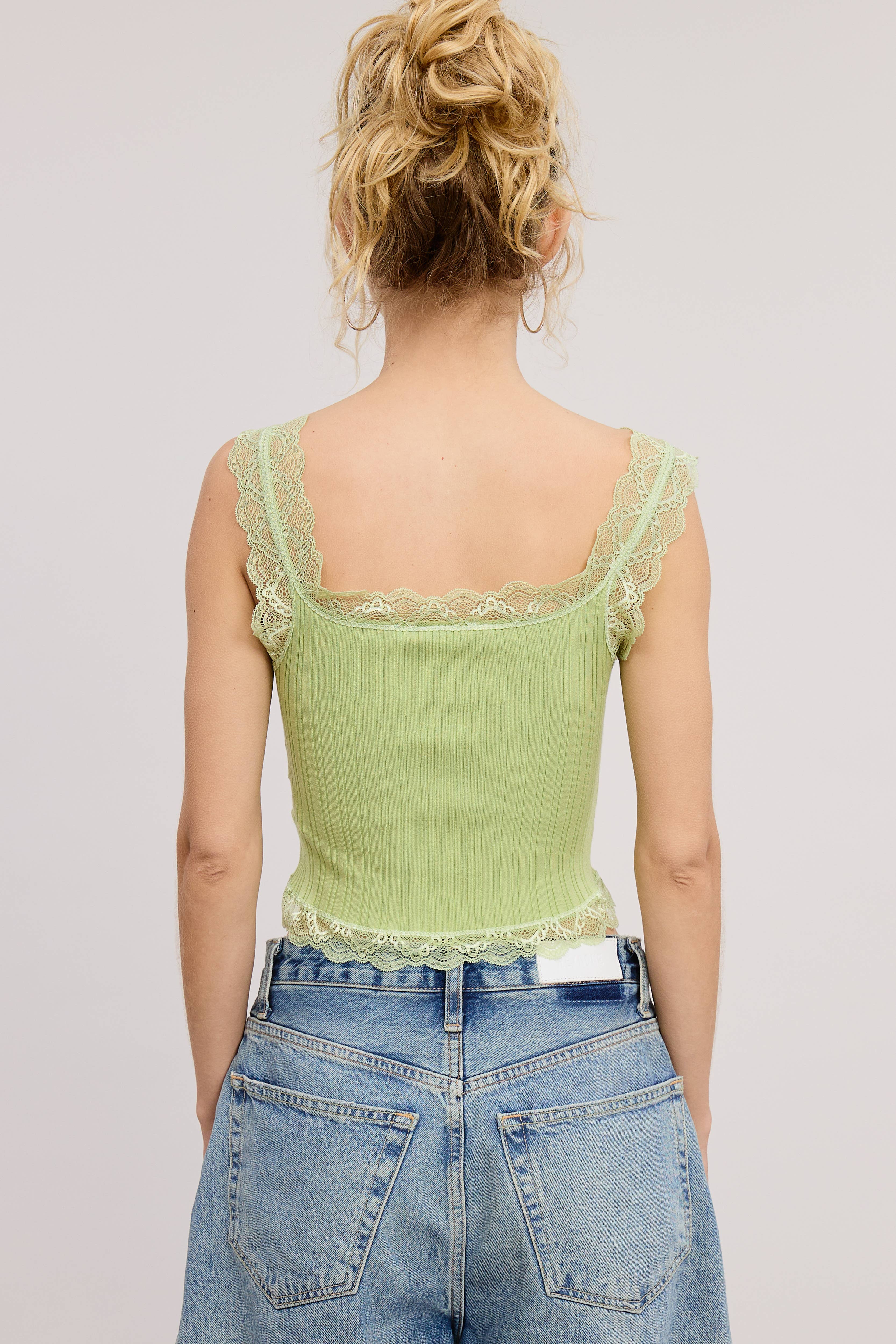 Mimosa - Wholesale Tank Top - Women's - Scalloped Lace Trim Corset-Bodice Knit Tank Top18