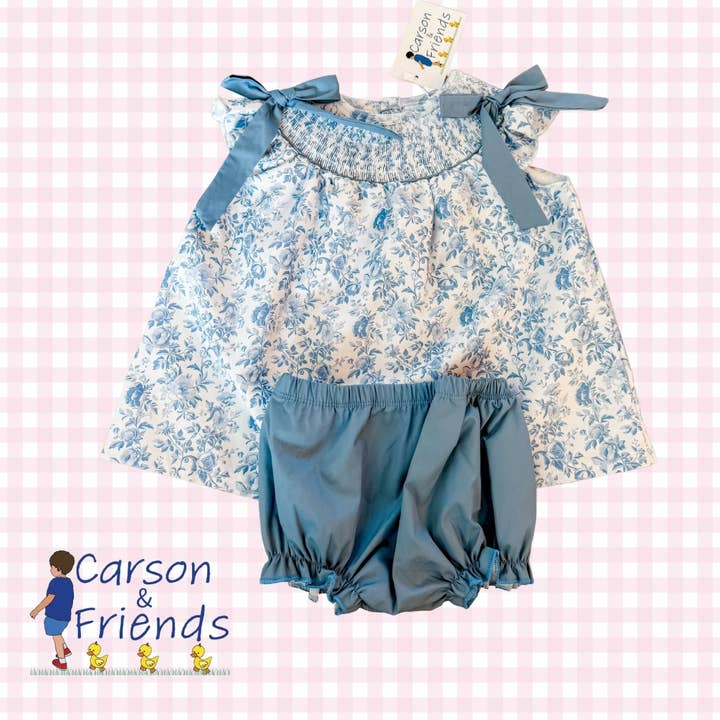 Carson & Friends - Wholesale Clothing Set - Baby - Carson and Friends Blue Floral Bloomer Set