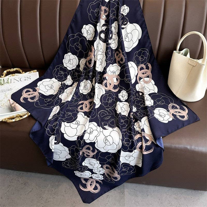 Mirazshoes WholeSale - Wholesale Scarf - Women's - Thin Print Square Silk Scarf4