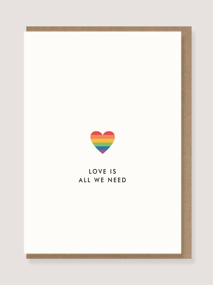 Greeting card - “Rainbow Heart - Love is all we need” for wholesale by LØTTEBOM