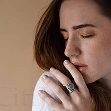 FELIX Z DESIGNS - Wholesale Single Stone/Solitaire Ring - Hand Crafted Two Tone Cuff ring with Gemstones