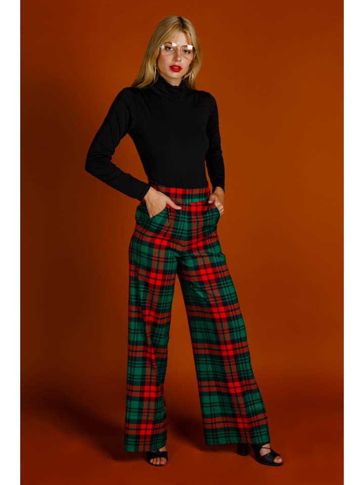 Shinesty, Inc - Wholesale Suit Pants - Women's - Women's Suit Pant | Lincoln Log Love Lady Green Plaid Pant