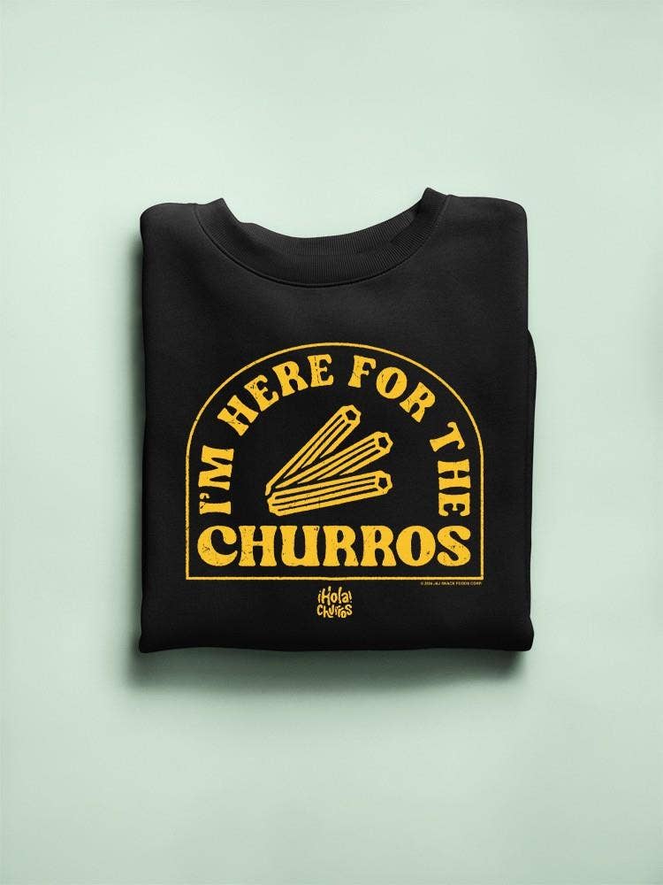 Swift Retail - Wholesale Graphic Sweatshirt - Men's - Here For The Churros - Bold Retro Snack Lover Sweatshirt