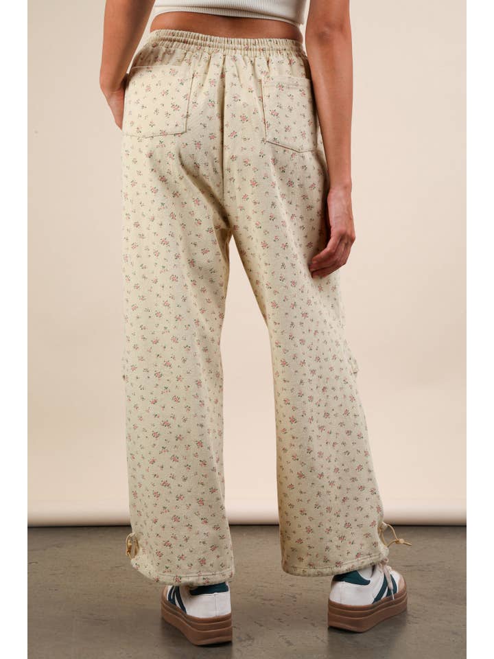 VERY J - Wholesale Pants - Women's - NP70723-Floral Printed Linen Parachute Pants10