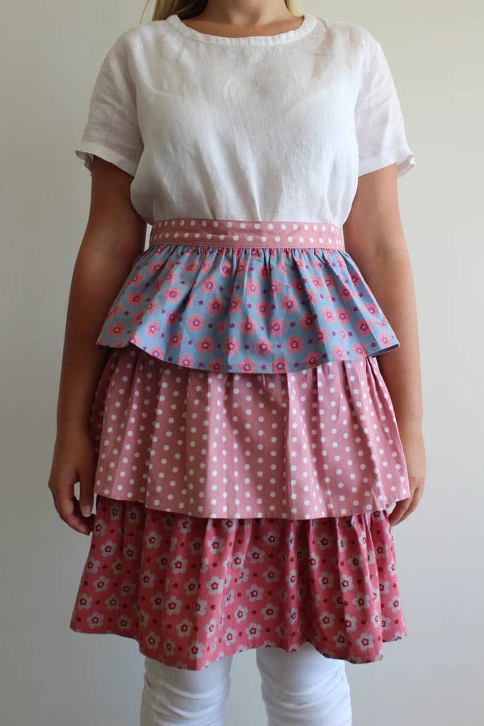 Pink With Three Tiers Katie Half Apron for wholesale on Faire0