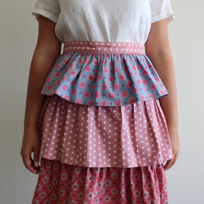 Pink With Three Tiers Katie Half Apron for wholesale on Faire