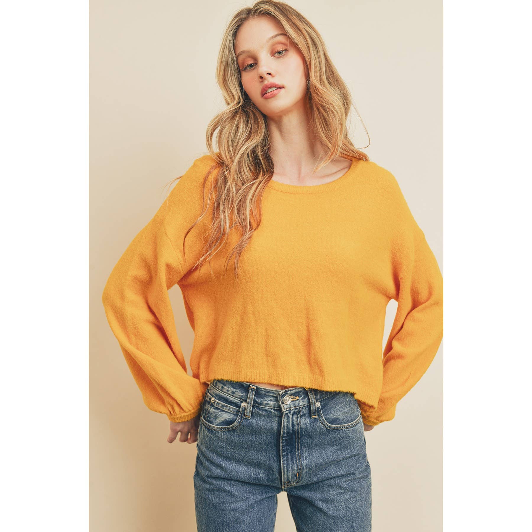 Dress Forum – wholesale Knitted jumper – Women′s – FW2546 Soft Bubble Sleeve Sweater0