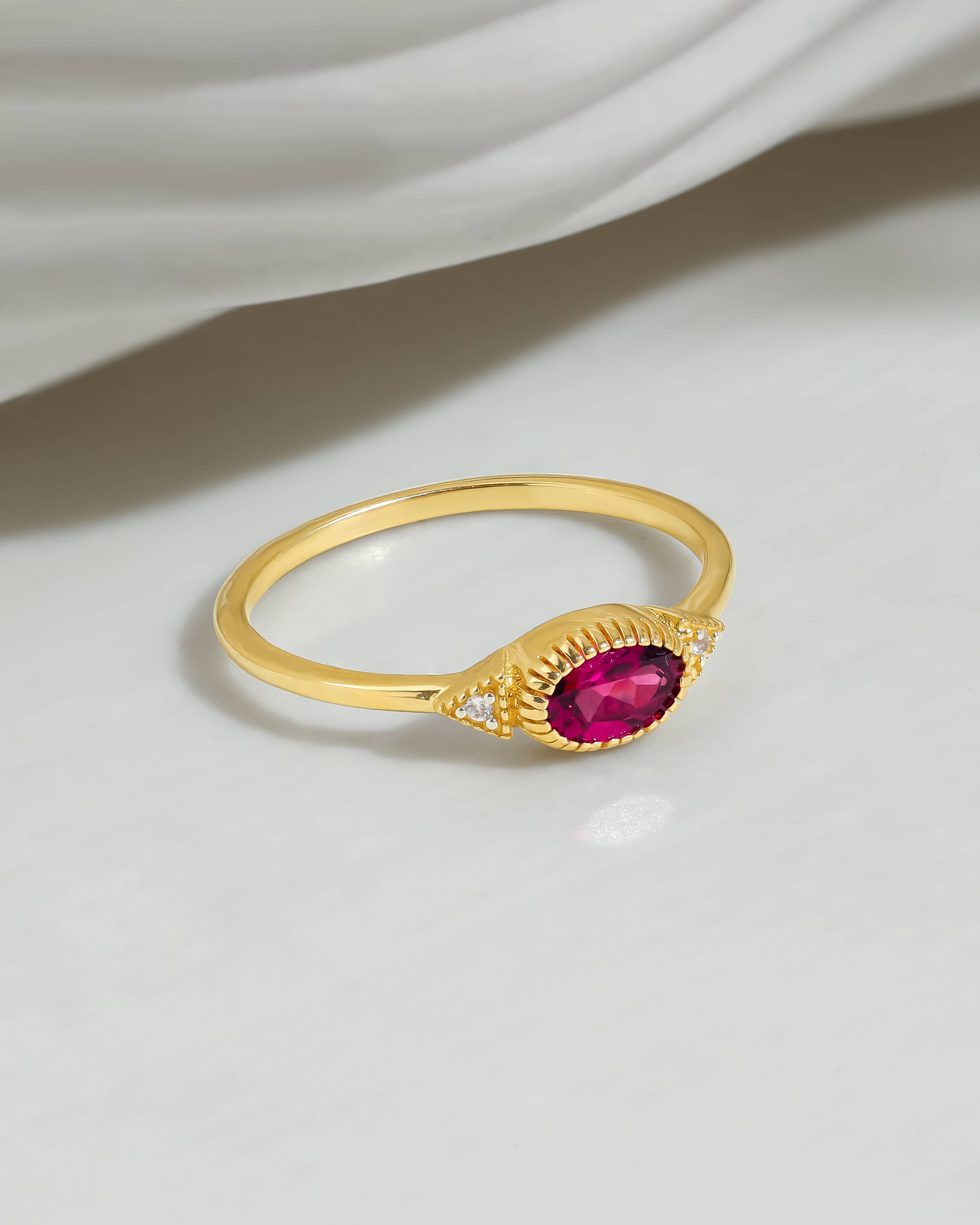 Tiramisu - Wholesale Engagement Ring - Gold Plated Over Silver Rhodolite Garnet Solitaire Ring4