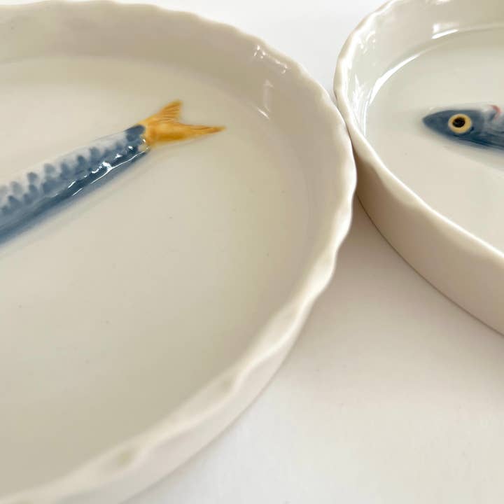 PetitFelts - Wholesale Decorative Tray - Hand-Painted Porcelain Sardine Tray2