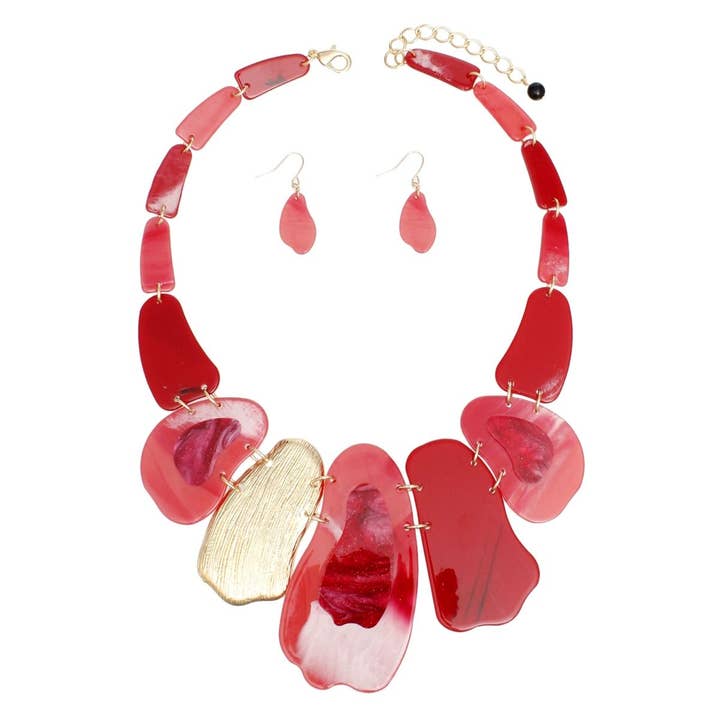 Rosso Collana con maglie rosse marmorizzate Bib per donna in vendita all'ingrosso su Faire1