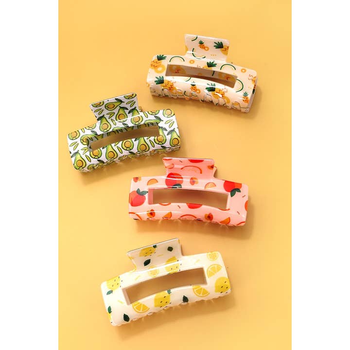 JOSSLYN by wall to wall - Wholesale Hair Clip - Women's - FRUITS RECTANGLE HAIR CLAW CLIPS | 40H805
