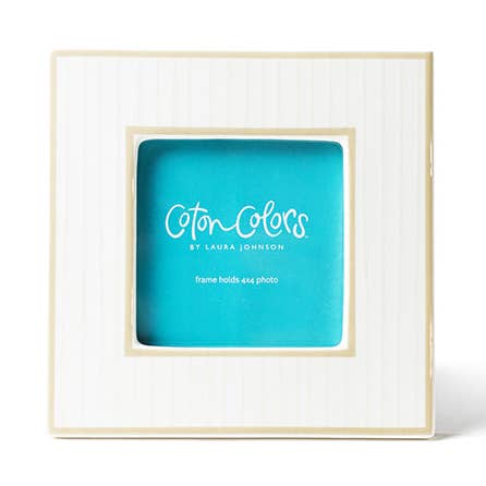 Ecru Pinstripe Square Frame for wholesale by Coton Colors