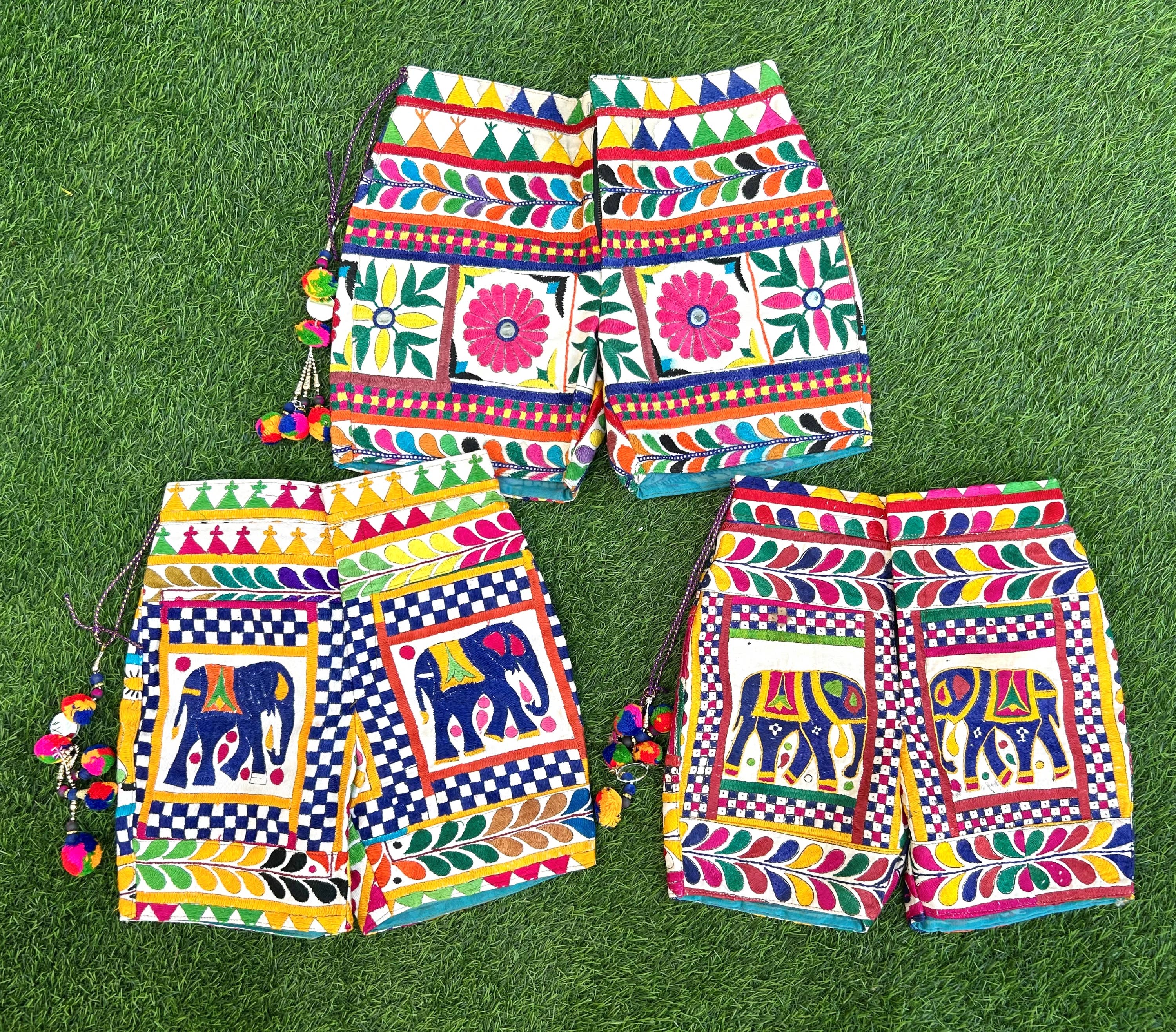 Meghcraft - Wholesale Shorts - Women's - Cotton Shorts Bermuda - Embroidered Boho Shorts