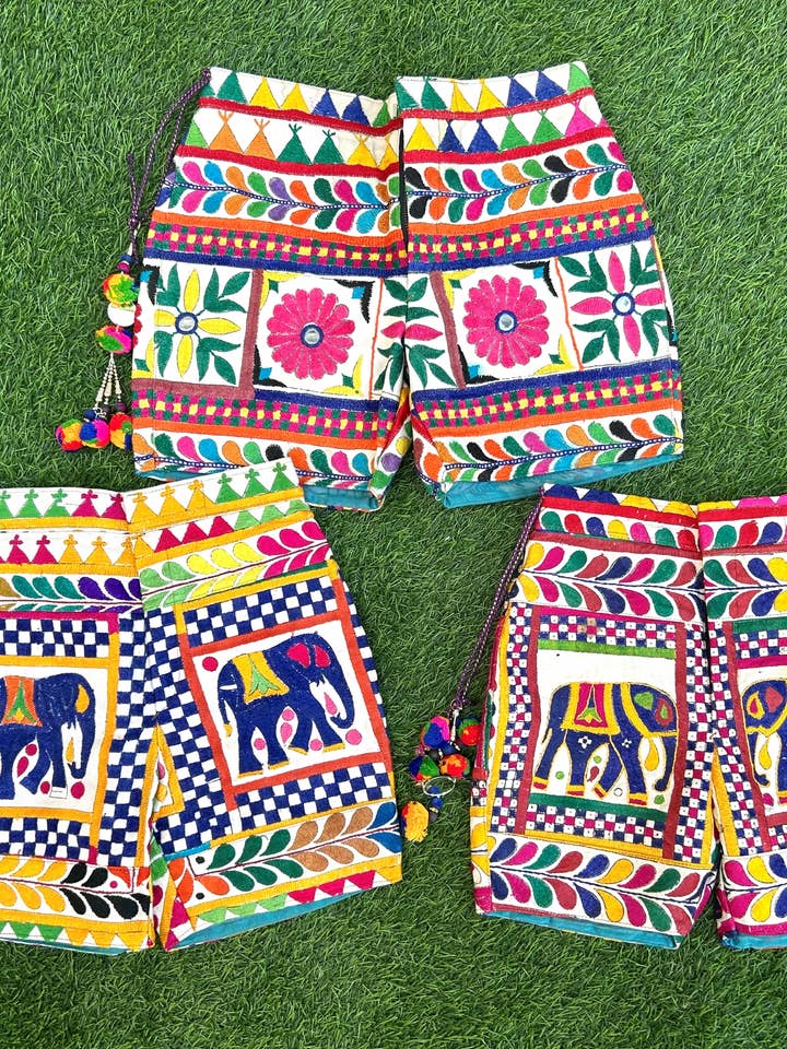 Meghcraft - Wholesale Shorts - Women's - Cotton Shorts Bermuda - Embroidered Boho Shorts 0