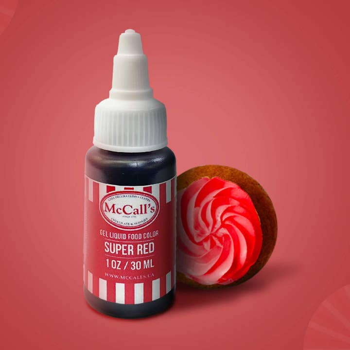 McCall's – Großhandel Glasur – FLÜSSIGE GEL-LEBENSMITTELFARBE, SUPERROT, 30 ml, 1 Unze0