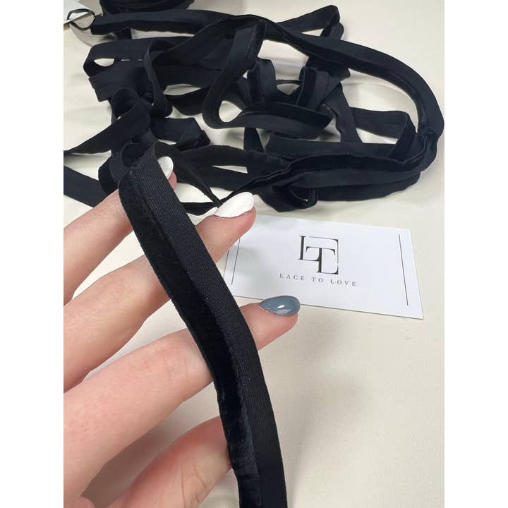Lace To Love - Wholesale Ribbon - Gift Wrapping - Black Stretch Velvet Ribbon Sold Per Meters4