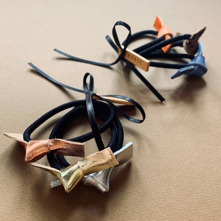Leather tied hairbands (set of three) for wholesale by Konoc
