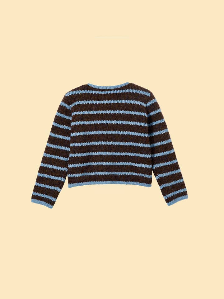 BarkBarkBaby – Engroshandel Cardigan - Dame – Blåklokke Stribet Kort Cardigan2