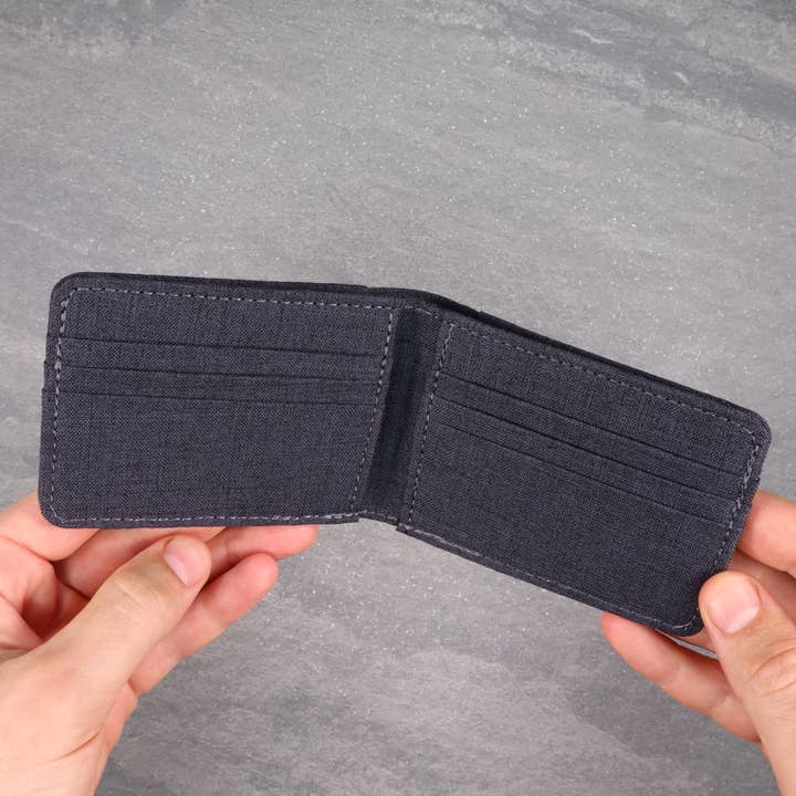 HOLD SUPPLY - Wholesale Wallet - Men's - Gray Fabric Canvas Wallet, Men's Billfold Wallet5