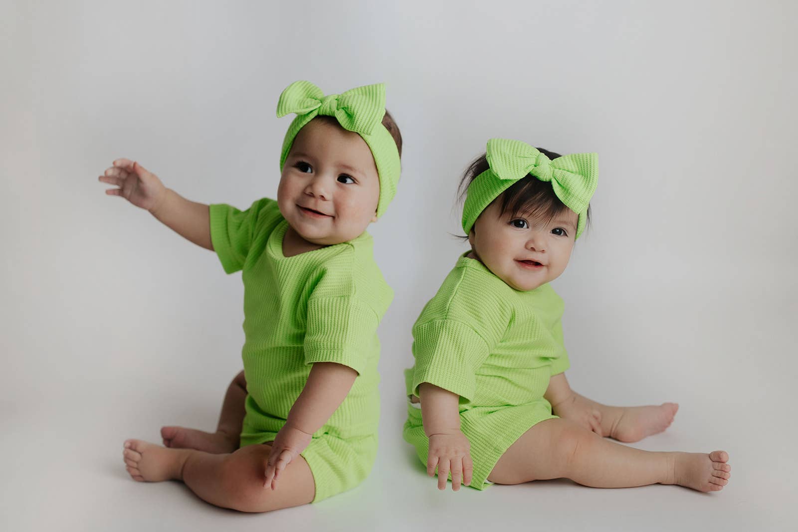 Three Little Tots – wholesale Top & short set – Kids – Lime Green Summer Waffle Toddler Top & Bottom Set23
