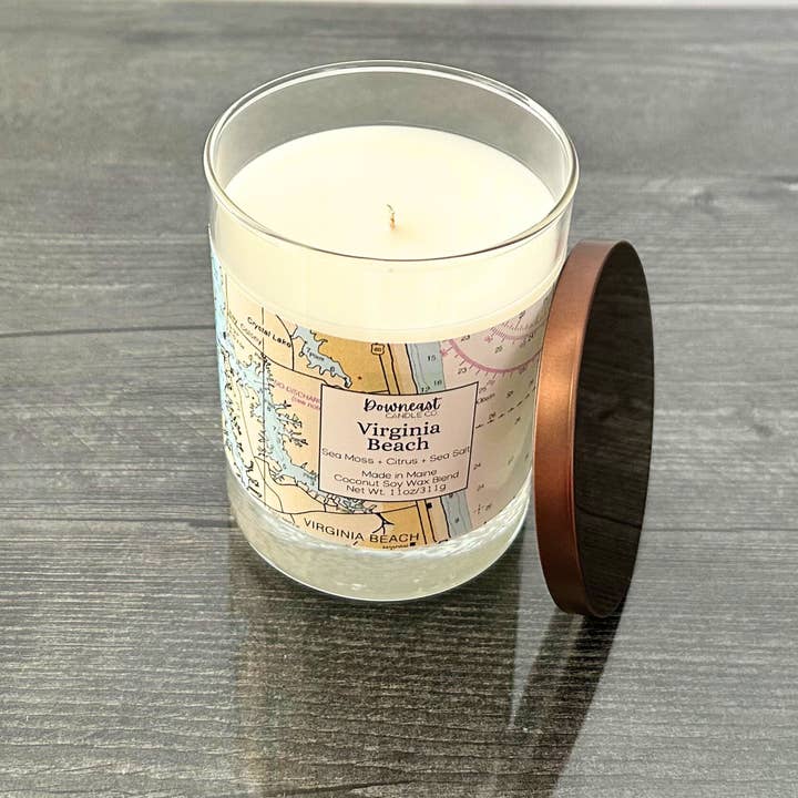 Downeast Candle Company - Wholesale Jar/Filled Candle - Nautical Chart Candles 11 oz 2