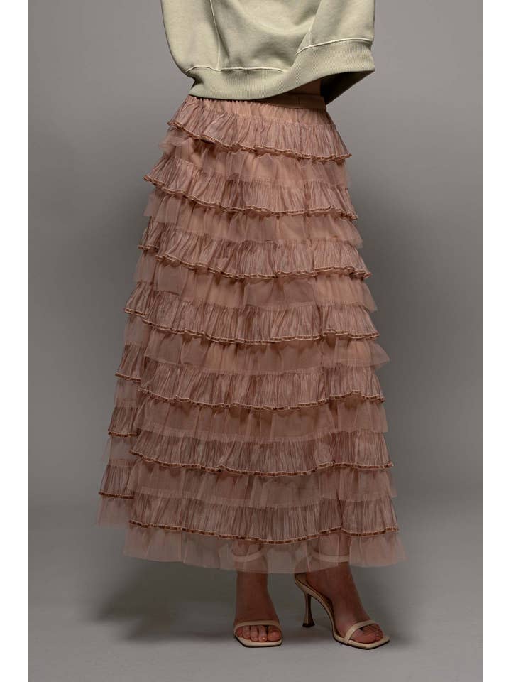 Urban Daizy - Wholesale Skirt - Women's - Clear Tulle Layered Ruffle Maxi Skirt